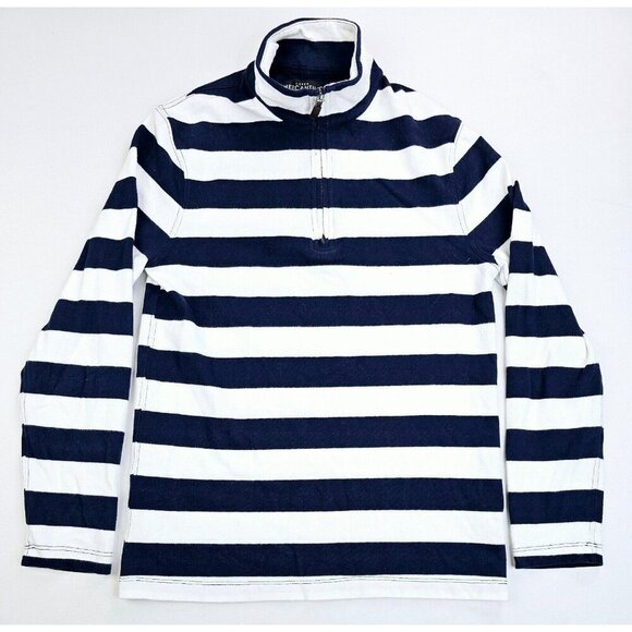 J. Crew Mercantile Size XS Men's 1/4 Zip Navy White Stripe Turtleneck Sweater - Picture 1 of 10